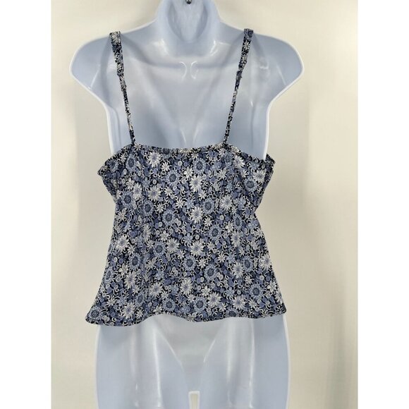 Abercrombie & Fitch Small Blue V-Neck Floral Print Prairie Cottagecore Cami Tank - Picture 6 of 7